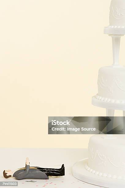 Fallen Bridegroom Wedding Cake Stock Photo - Download Image Now - Wedding Cake, Best Man, Cake