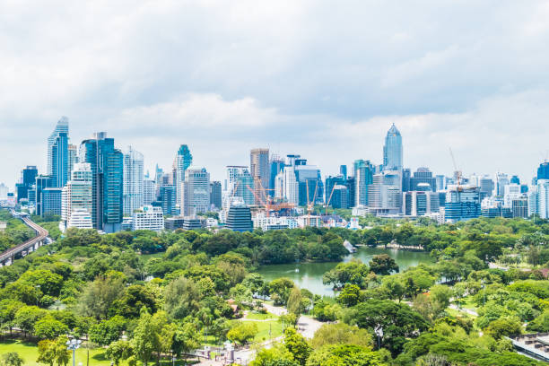 istock Trees And Cityscape Against Sky 748613537