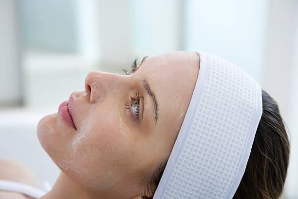 Woman having chemical peel  facial chemical peel stock pictures, royalty-free photos & images