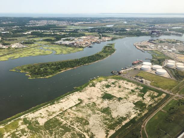 istock High Angle View Of River Amidst Cityscape Against Sky 758572179