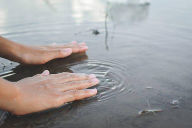 istock Hands Of A Woman Above Water 763236659
