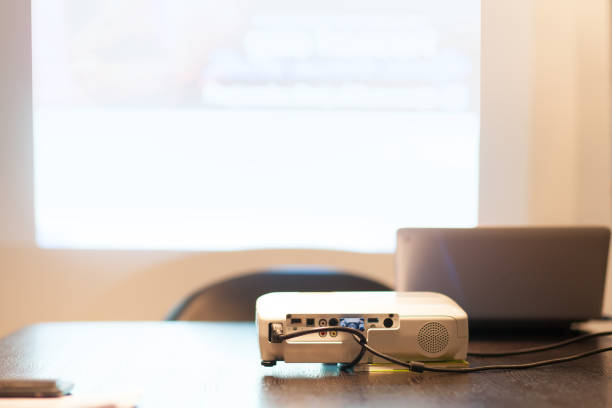 istock Close-Up Of Laptop And Projection Equipment On Table 763244479