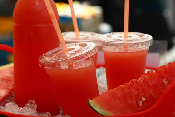 istock Close-Up Of Watermelon Juice On Table 763253983