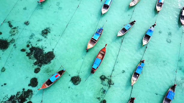 istock High Angle View Of Boats Moored At Harbor 764856663