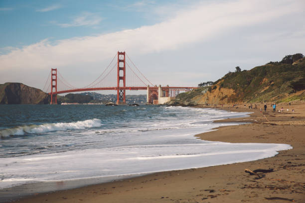 istock View Of Suspension Bridge At Beach 766449563