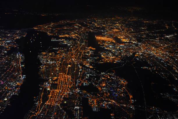 istock Aerial View Of Illuminated City At Night 771498193