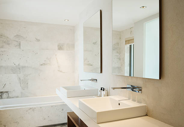 Modern bathroom vanity and bathtub  vanity mirror photos stock pictures, royalty-free photos & images