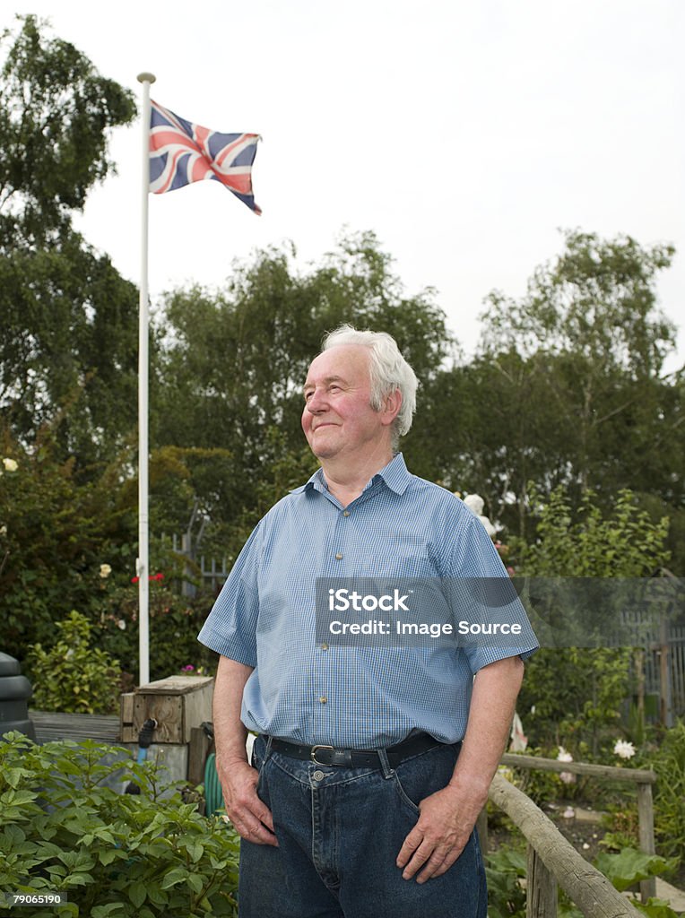 Portrait of a senior man  Community Garden Stock Photo