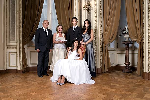 Quinceanera girl and family  quinceanera stock pictures, royalty-free photos & images