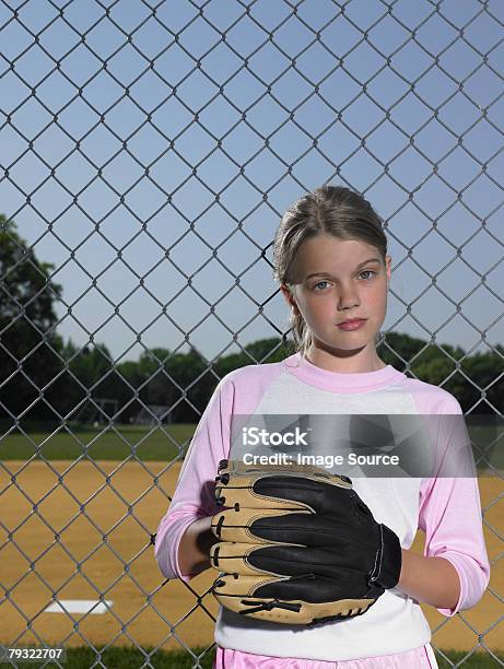 Portrait Of A Girl Stock Photo - Download Image Now - Baseball - Sport, Baseball Glove, Baseball Uniform