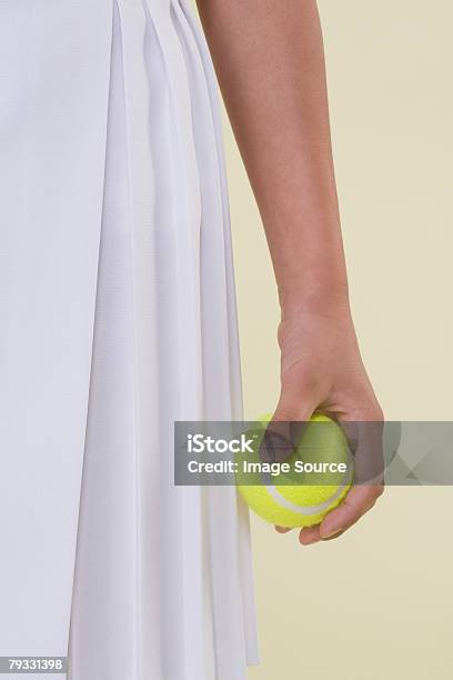 Girl Holding A Tennis Ball 클로즈업에 대한 스톡 사진 및 기타 이미지 - 클로즈업, 테니스, 베이지
