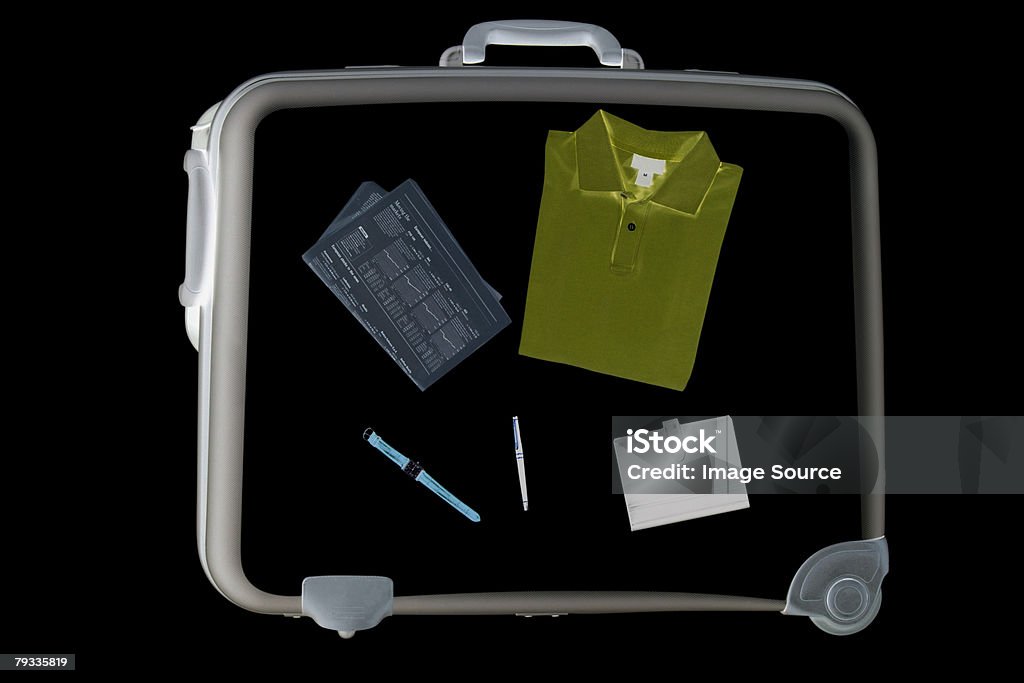 X ray of objects in suitcase  Group Of Objects Stock Photo