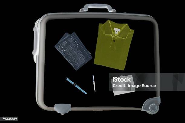 X Ray Of Objects In Suitcase Stock Photo - Download Image Now - Group Of Objects, Number 6, X-ray Image