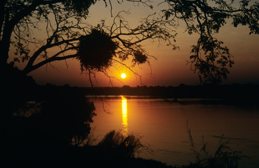 Scenery of the Kitakami River at sunset