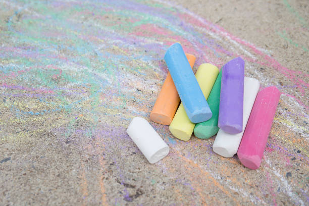 istock Colorful chalks on the street, background 800005494