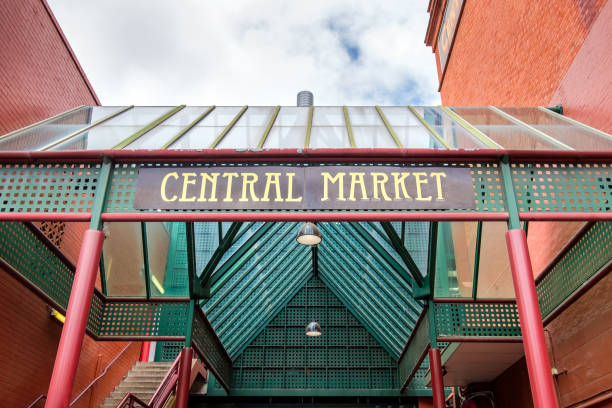 Central market in Adelaide Central market main entrance gate in Adelaide CBD, South Australia adelaide stock pictures, royalty-free photos & images