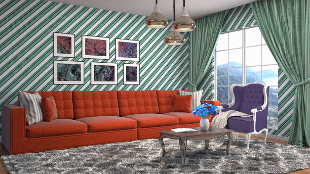 istock Interior living room. 3d illustration 800034492