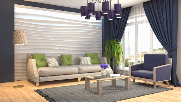 istock Interior living room. 3d illustration 800034500