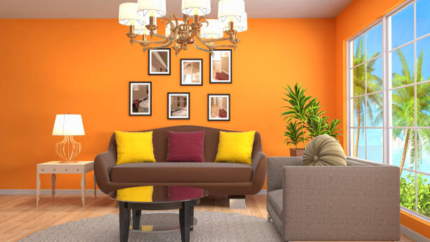 istock Interior living room. 3d illustration 800035050