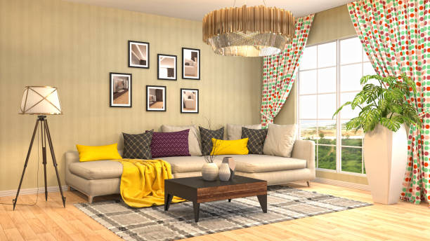 istock Interior living room. 3d illustration 800036012