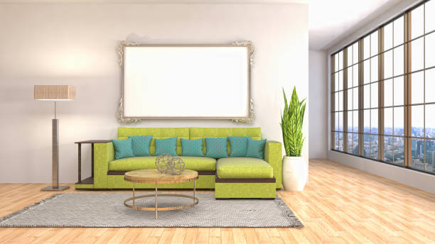 istock mock up poster frame in interior background. 3D Illustration 800041082