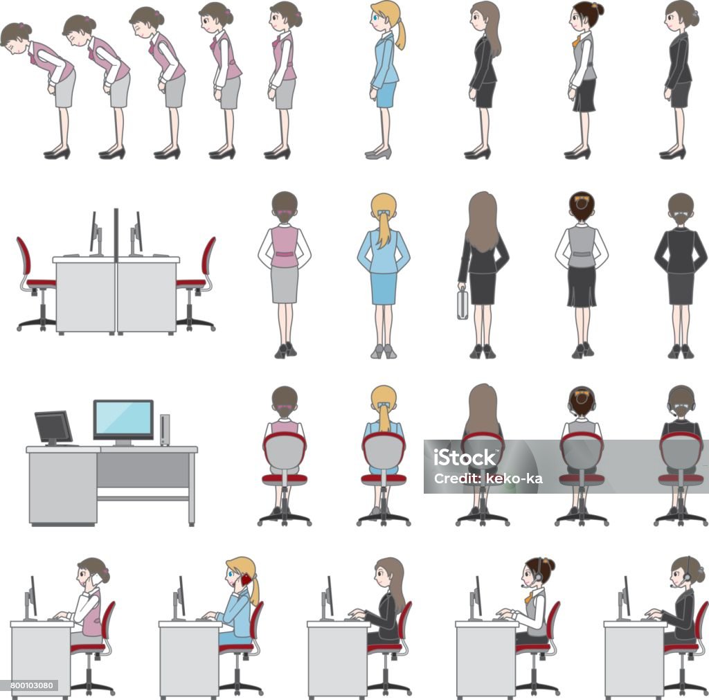 Businesswoman Business illustration Desk stock vector