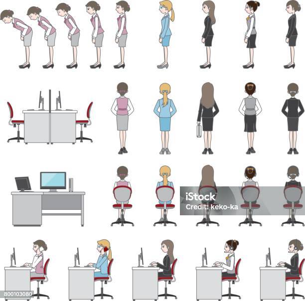 Businesswoman Stock Illustration - Download Image Now - Desk, Education Training Class, Japanese Ethnicity