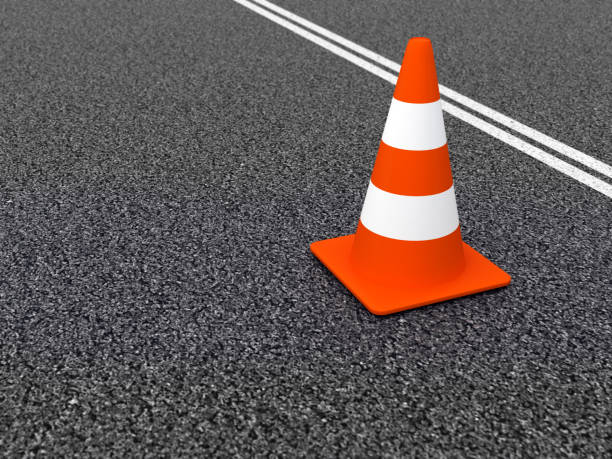 Traffic Cone Road traffic cone on asphalt. Digitally Generated Image traffic cone isolated road warning sign three dimensional shape stock pictures, royalty-free photos & images