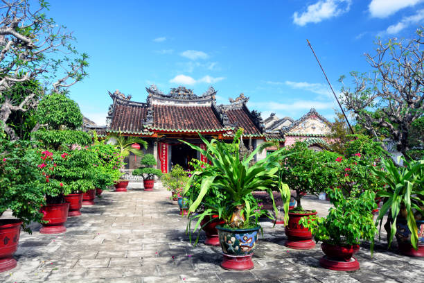 This black and white image immerses us in the historic architecture of Hoi An, a jewel of central Vietnam and a UNESCO World Heritage Site. The old colonnaded buildings, the weathered tile roofs, and the timeworn facades tell the story of a thriving port, once a crossroads of Asian trade. The black and white intensifies the textures: carved wood, cracked walls, closed shutters, and creates an atmosphere that is both solemn and poetic.\nEvery detail testifies to Hoi An's unique cultural melting pot, where Chinese, Japanese, and French influences intertwine in the lines of the buildings. The absence of color allows for an emotional reading of the image: somewhere between silence, memory, and contemplation. It is a plunge into the past, a suspended moment where the city seems to hold its breath.\nPhotographed from this timeless angle, Hoi An reveals its hidden soul, its discreet nobility, its aged elegance. An invitation to slow down, to observe, to feel what the stones have been whispering for centuries.