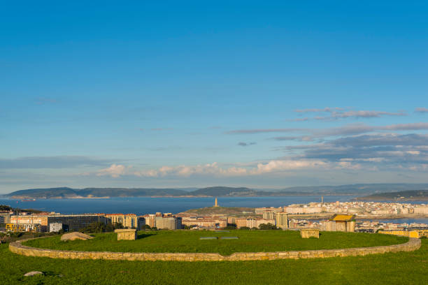 La Coruna city viewed from Bens park.