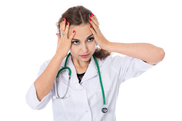 istock Medical doctor woman with stethoscope problem. 800236100