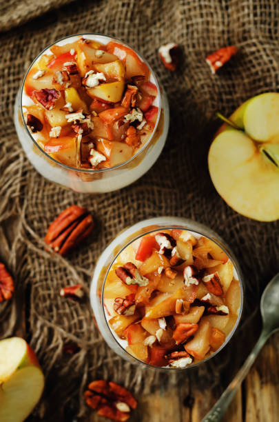 istock Caramelized apples pecan greek yogurt parfait 800267220