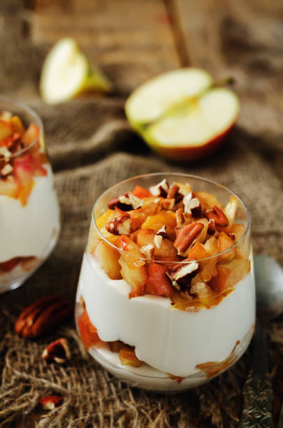 istock Caramelized apples pecan greek yogurt parfait 800267706