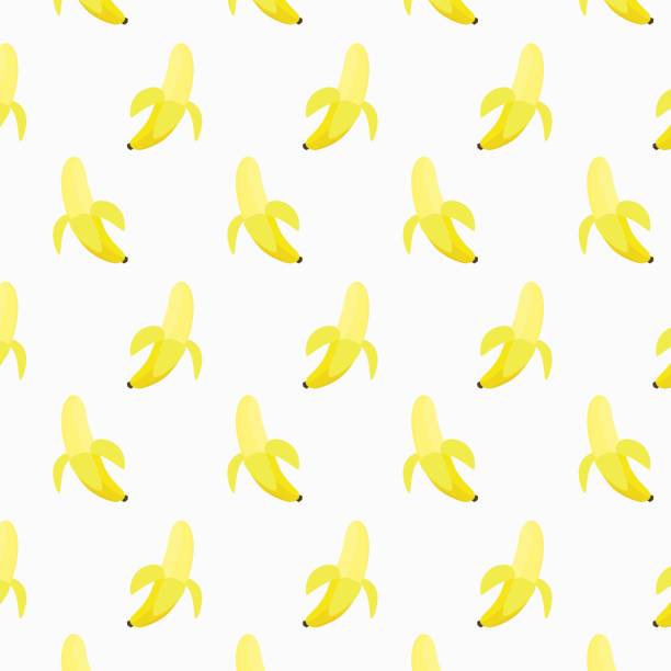 ilustrações, clipart, desenhos animados e ícones de projeto do teste padrão de banana descascada - banana peeled banana peel white background