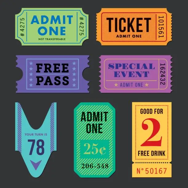 Vector illustration of Tickets and coupon Set.