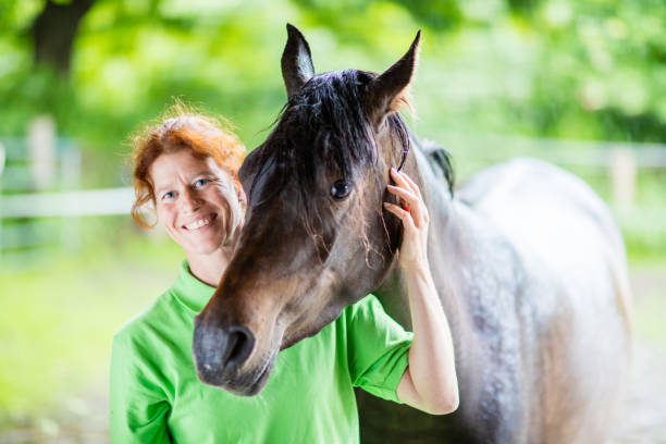 istock Veterinarian smiling with horse 800309940
