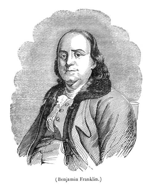 ilustrações de stock, clip art, desenhos animados e ícones de benjamin franklin president united states engraving from 1837 - benjamin franklin history american culture portrait