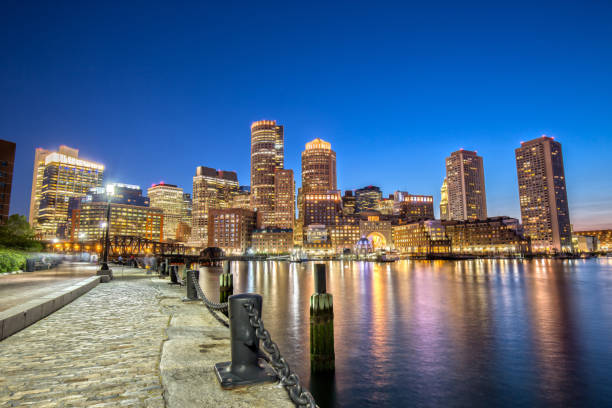 istock Boston Skyline from Downtown Harborwalk at Night 800316522