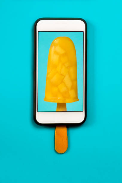 homemade natural ice pop in a smartphone