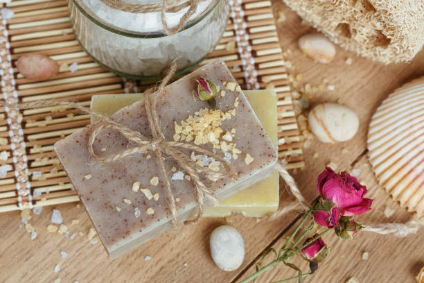 istock Composition of spa treatment on wooden background 800327078