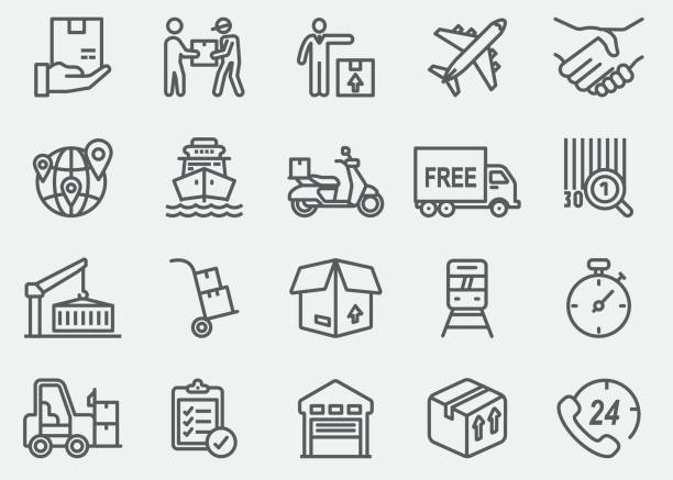 Logistics Line Icons Logistics Line Icons cargo container container open shipping stock illustrations