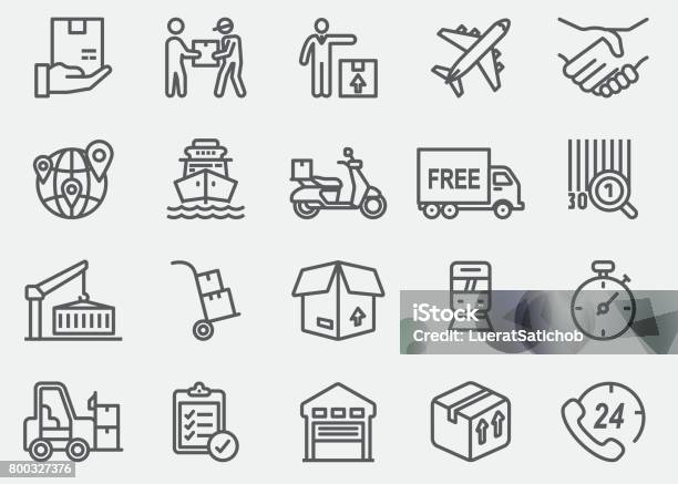 Logistics Line Icons Stock Illustration - Download Image Now - Icon Symbol, Free of Charge, Delivering