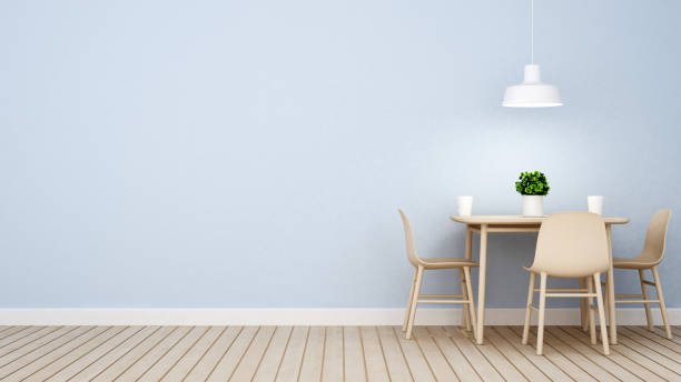 istock restaurant or coffee shop on blue wall design- 3D Rendering 800330072