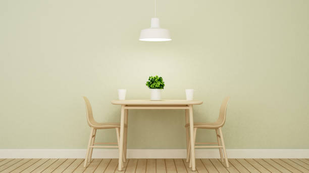istock restaurant or coffee shop on green wall design- 3D Rendering 800330074