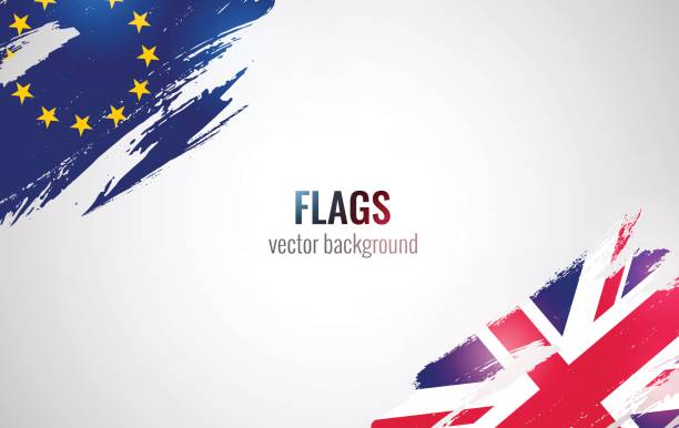 ilustraciones, imágenes clip art, dibujos animados e iconos de stock de banderas de reino unido y la unión europea aislada sobre fondo blanco. - british flag flag british culture old fashioned