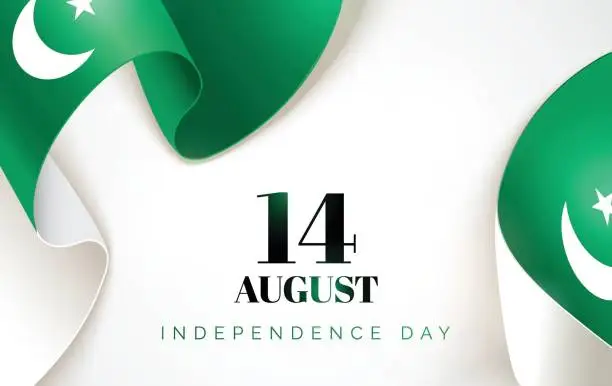 Vector illustration of 14 August. Pakistan Independence Day greeting card.