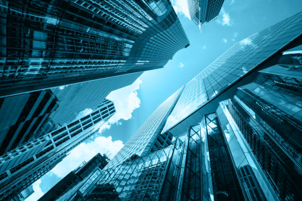 istock Modern skyscrapers shot with perspective 800334394