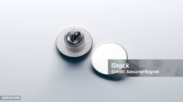 Blank White Round Silver Lapel Badge Mockup Front Stock Photo - Download Image Now - PIN Entry, Campaign Button, Straight Pin