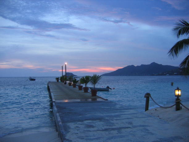 puesta de sol en paradice - palm island fotografías e imágenes de stock