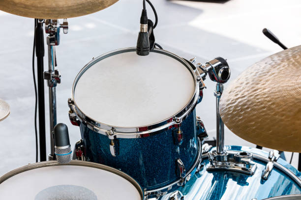 istock drums and percussion on outdoor stage, ready for play 800349510